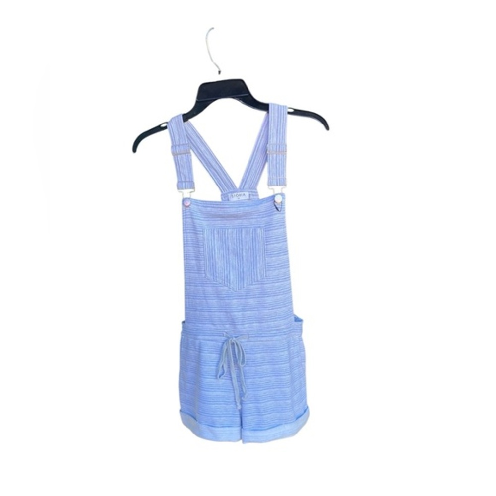Storia Women's‎ Striped Overalls Light Gray Minimalist Coastal Summer Vibes